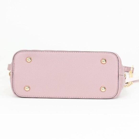 Mauve Quilted Faux Leather Purse Chain Strap Cross Body Shoulder Bag - Picture 4 of 10